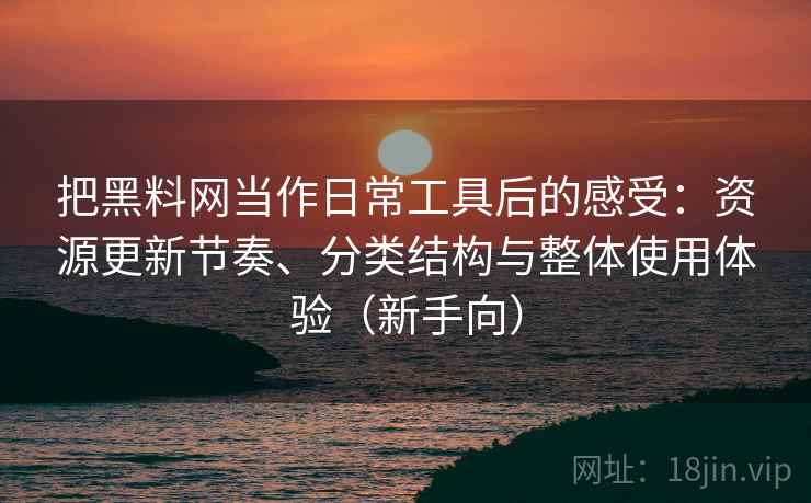 把黑料网当作日常工具后的感受：资源更新节奏、分类结构与整体使用体验（新手向）-第2张图片